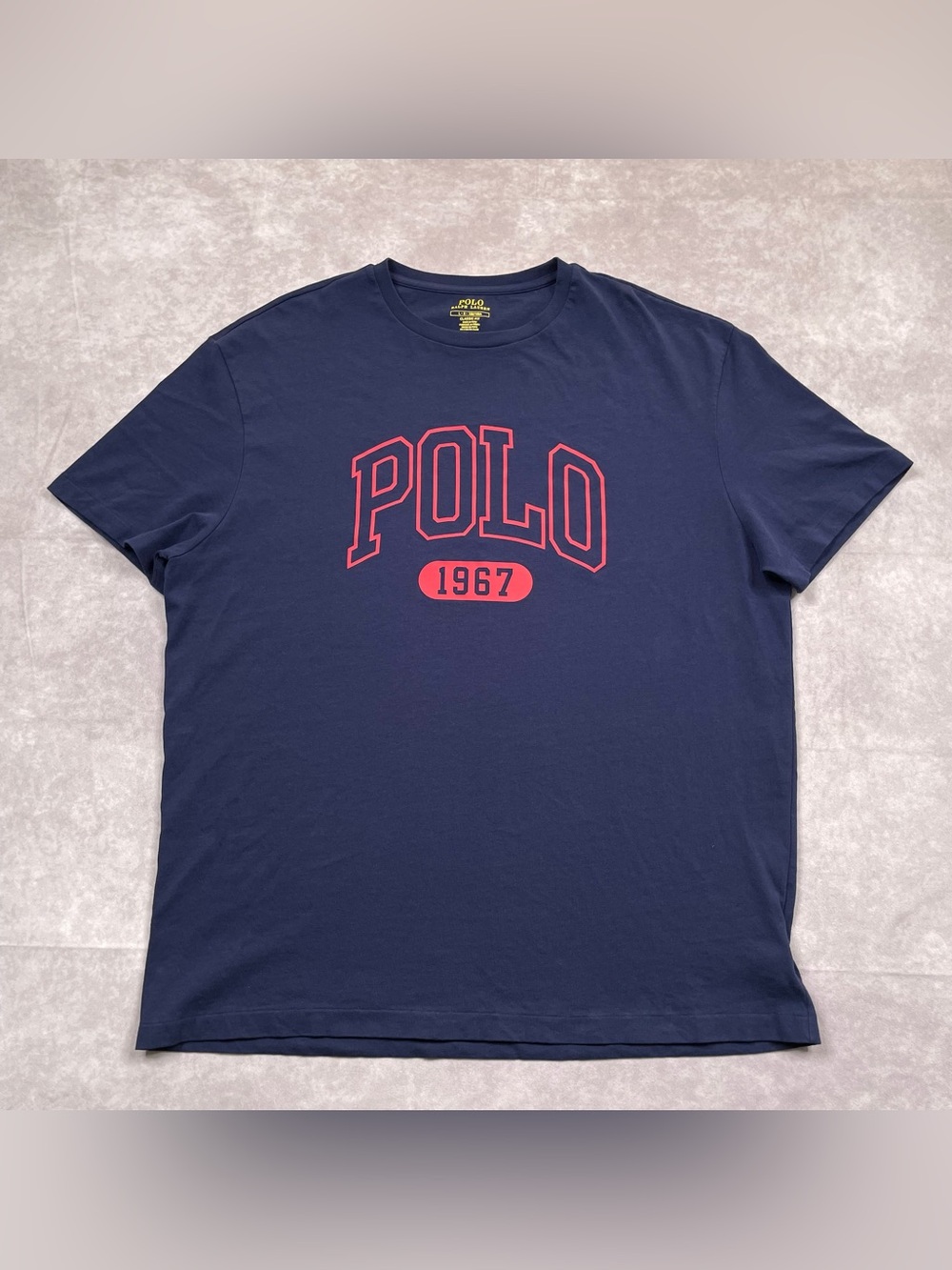 Polo Ralph Lauren PRL Logo T-Shirt Mens Size L Navy Classic Collegiate Spell Out